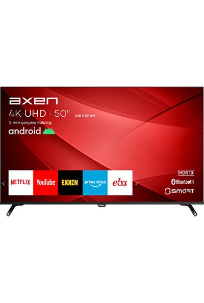 Axen AX50FIL403 50" 126 Ekran 4K Ultra HD Android Smart LED TV