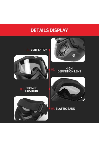 Kkmoon Mortorcycle Yüz Maskesi Açık Yüz Kask Motokros Göz (Yurt Dışından)