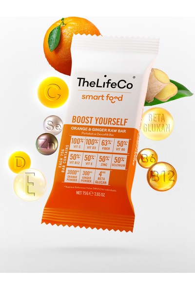 TheLifeCo SmartFood Boost Yourself Raw Bar 75gr (C+B3+B6+B12+E Vitamini+Çinko+Selenyum)