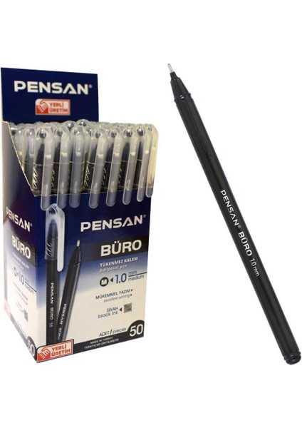 Büro 1.0 mm Siyah Tükenmez Kalem 12 Adet Tk.k