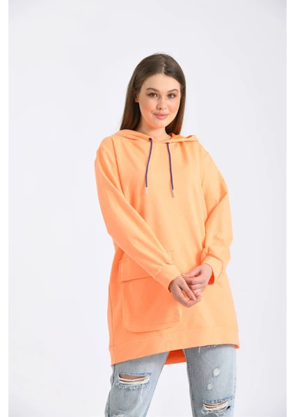 FTZ Women Kadın Iki Ip Kapşonlu Sweatshirt Orange