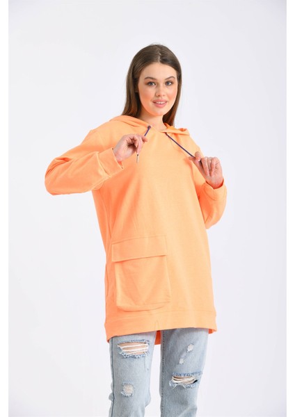 FTZ Women Kadın Iki Ip Kapşonlu Sweatshirt Orange