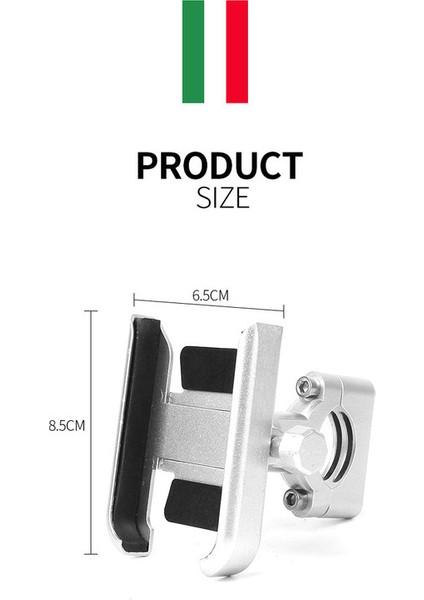 Motosiklet İçin 4.0 - 6.5 cm. Genişliğinde Dayanıklı Kamera ve Telefon Tutacağı - Gümüş (Yurt Dışından) fiyatları