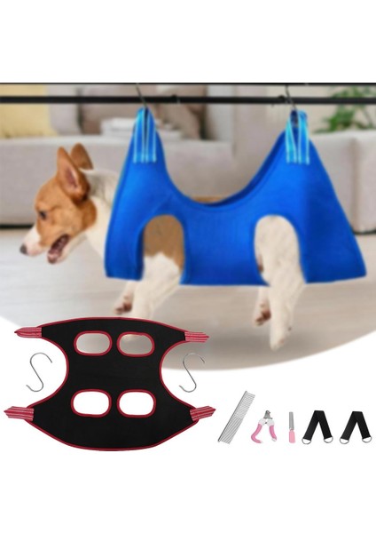 Pet Bakım Hamak Kiti Kısıtlama Çantası W / 2 Kanca Sling Yavru Yıkama Siyah Kırmızı L (Yurt Dışından)