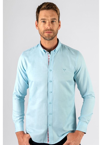 Slim Fit Dar Kesim Uzun Kol Poplin Oxford