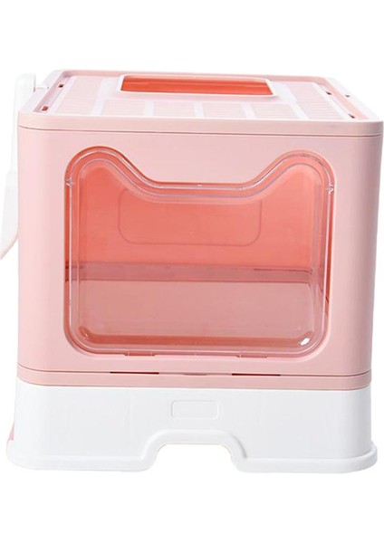 Taşınabilir Kedi Çöp Kutusu W / Kapak Kepçe Çöp Tepsi Yavru Kedi Kedi Tuvalet Tavası Lazımlık Pembe (Yurt Dışından)
