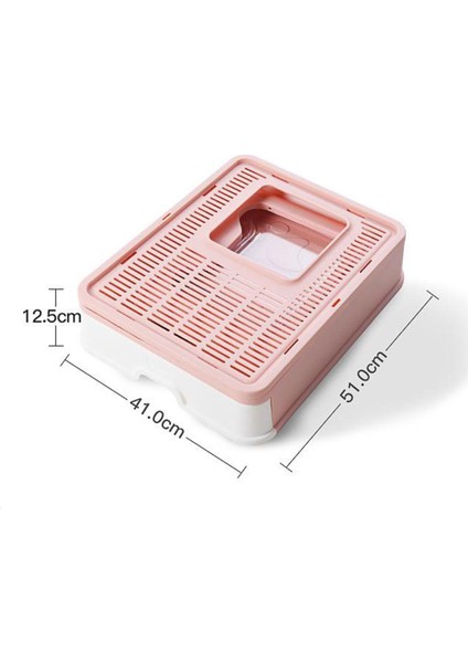 Taşınabilir Kedi Çöp Kutusu W / Kapak Kepçe Çöp Tepsi Yavru Kedi Kedi Tuvalet Tavası Lazımlık Pembe (Yurt Dışından)