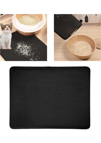 Dayanıklı Kedi Çöp Mat Su Geçirmez Saçılı Kontrol Kolay Temiz Kaymaz Kutu Siyah 55X75 cm (Yurt Dışından) modelleri
