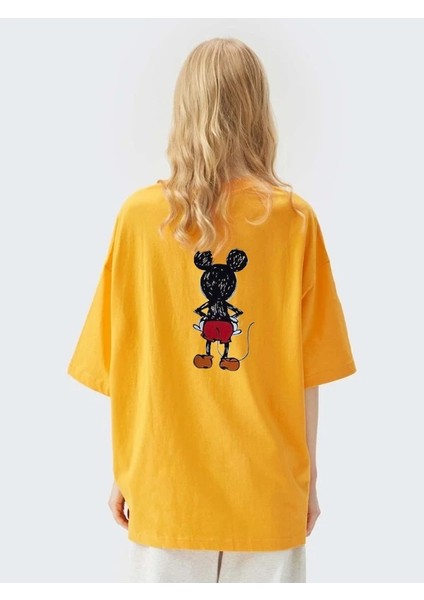 Kadın Sırt Baskılı Mickey Mouse T-Shirt