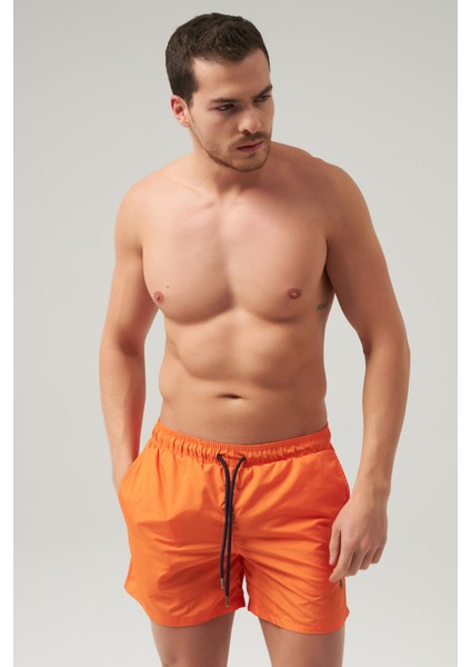 Regular Fit Turuncu Düz Şort Mayo