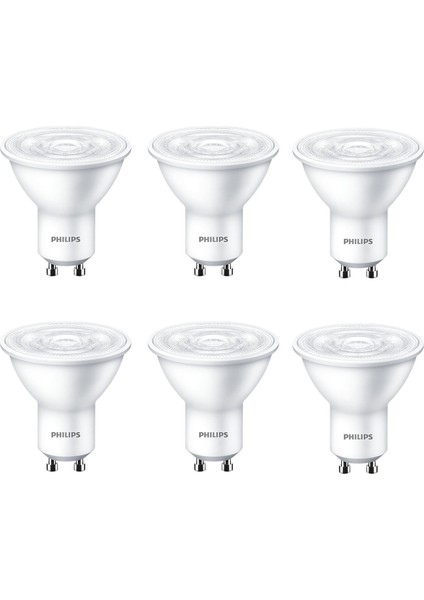 Essential LED 4.7W-50W Beyaz Işık 6500K GU10 220V LED Spot Ampul 6 Adet