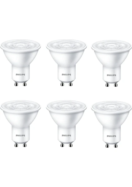 Essential LED 4.7W-50W Beyaz Işık 6500K GU10 220V LED Spot Ampul 6 Adet