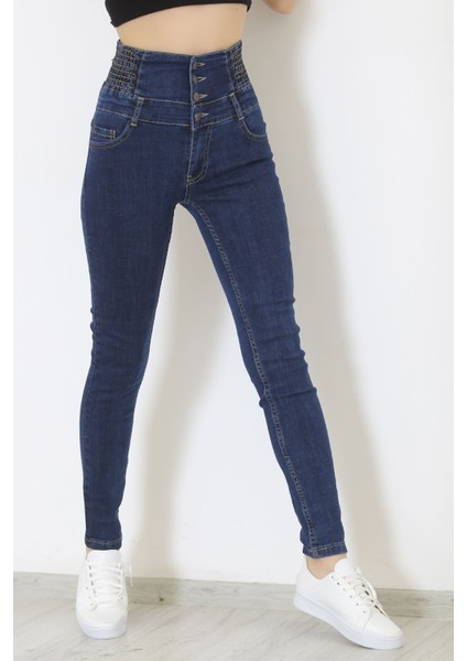 Düğmeli Kot Pantolon Koyumavi - 3019.1322.
