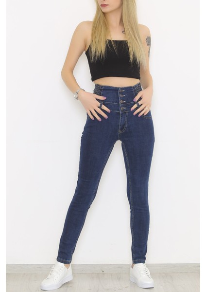 Düğmeli Kot Pantolon Koyumavi - 3019.1322. fiyatları