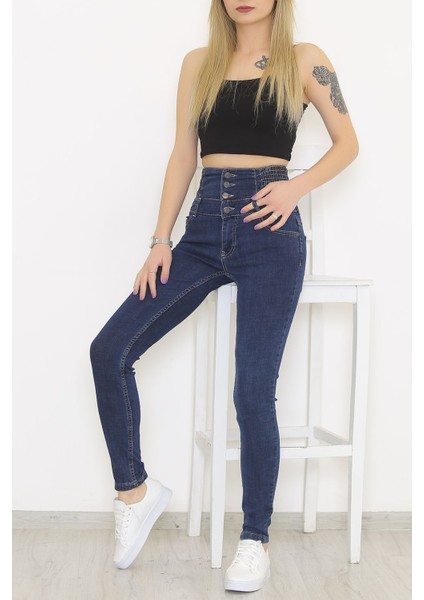 Düğmeli Kot Pantolon Koyumavi - 3019.1322. fırsatları