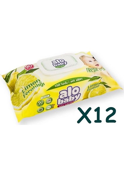 Alo Baby Islak Havlu Limon 12 x 90 Yaprak