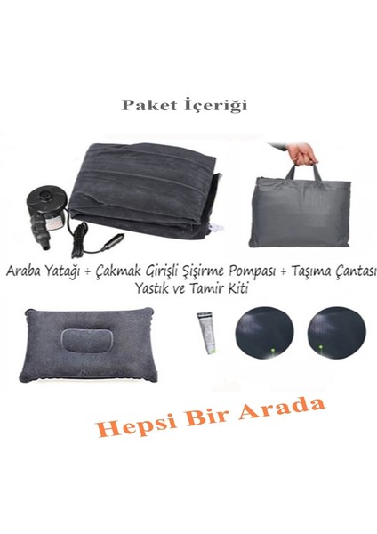 Oto Şişme Yatak Arka Koltuk Yatak Çift Kişilik Kamp Yatağı (Pompa Hediyeli)