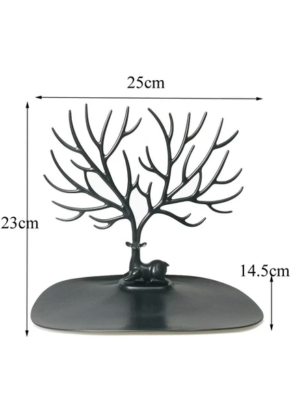 Geyik Tasarımlı Takı ve Mücevher Organizeri Siyah