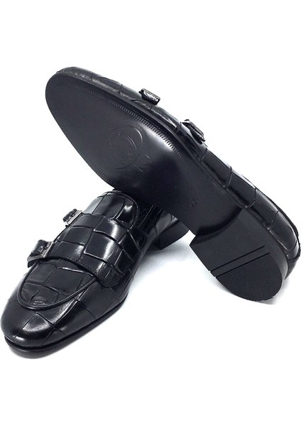 G010 Hakiki Deri Kroko Desenli Cift Tokalı Neolit Taban Erkek Ayakkabı fiyatları