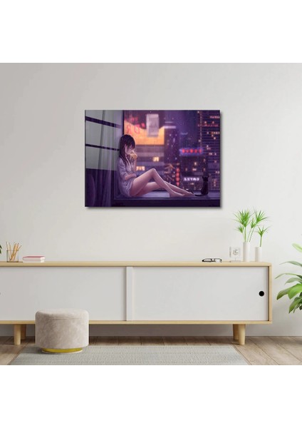 Artofwalldesign ''anime Şehir Kızı'' Cam Tablo Uv