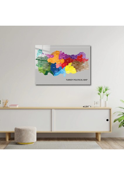 Artofwalldesign ''türkiye Siyasi Haritası'' Cam Tablo Uv