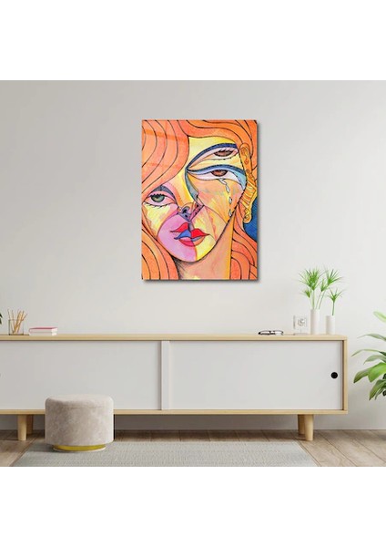 Artofwalldesign ''kız Portre Kübizm'' Cam Tablo Uv