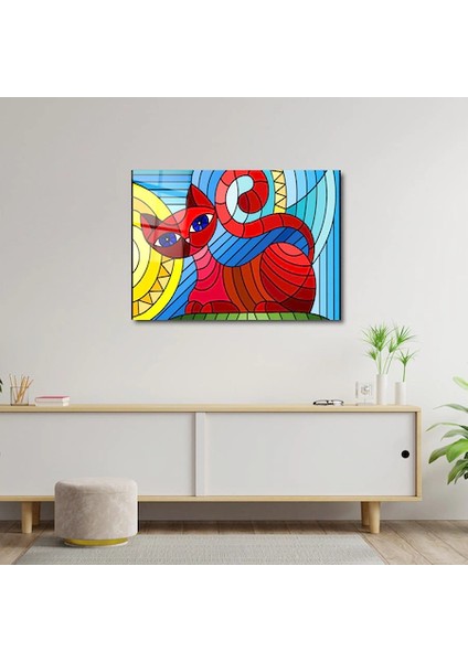 Artofwalldesign ''illüstrasyon Soyut Kırmızı'' Cam Tablo Uv