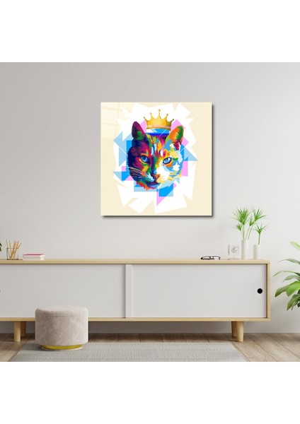 Artofwalldesign ''illüstrasyon Kedi'' Cam Tablo Uv