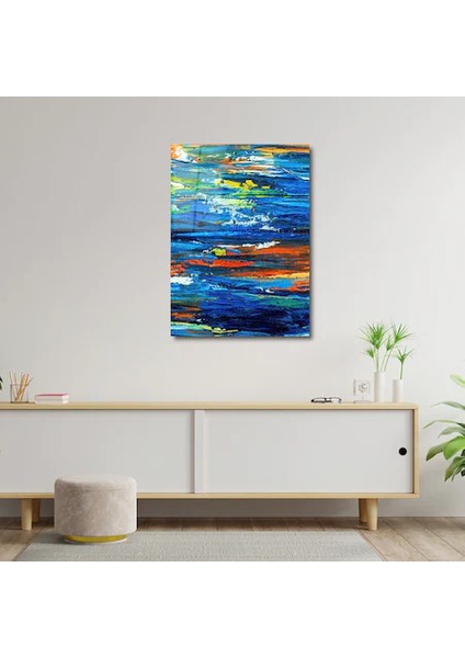 Artofwalldesign ''soyut Doku Mavi '' Cam Tablo Uv