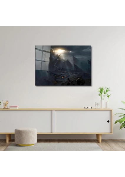 Artofwalldesign ''kale Vadisi Karanlık'' Cam Tablo Uv