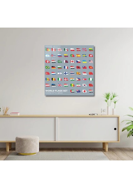 Artofwalldesign ''dünya Bayrakları'' Cam Tablo Uv