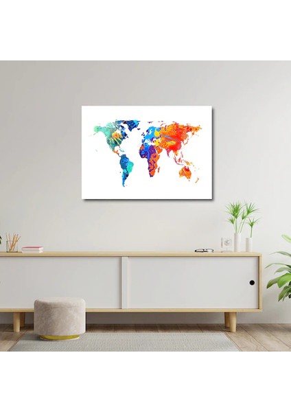 Artofwalldesign ''siluet Dünya Haritası'' Cam Tablo Uv