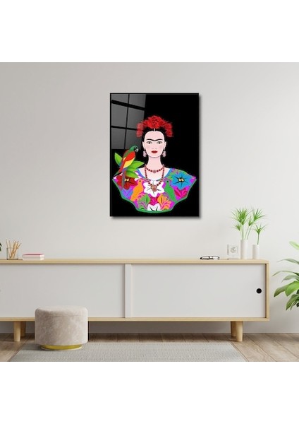 Artofwalldesign ''frida Kahlo Portre Papağanı'' Cam Tablo Uv