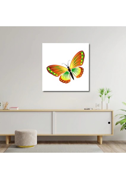 Artofwalldesign ''kırmızı Sarı Kelebek'' Cam Tablo Uv