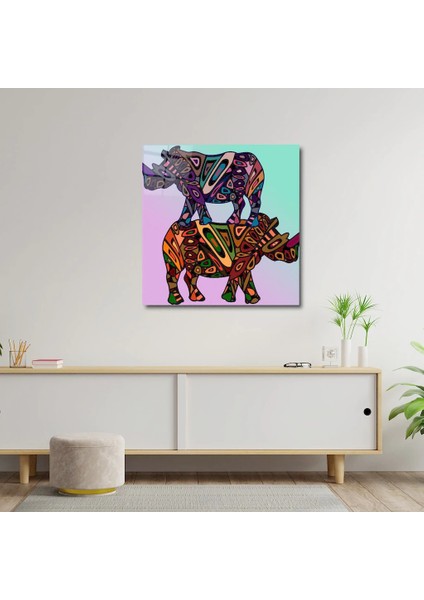 Artofwalldesign ''iki Gergedan'' Cam Tablo Uv