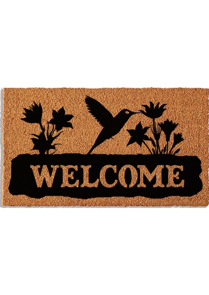 Kuş Desenli Welcome Kıl Paspas