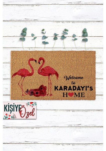 Kişiye Özel Flamingolu Hediyelik Paspas