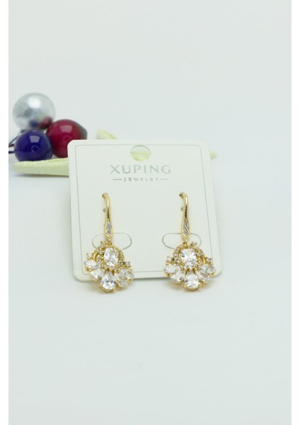 Xuping Altın Kaplama Kararmaz Vip Seri Sallantılı Çelik Küpe 3,5cm