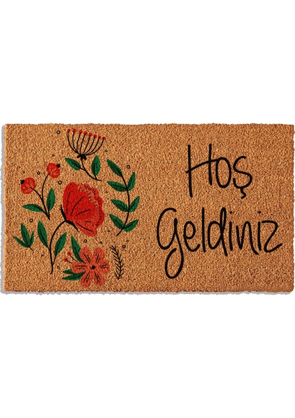 Hoş Geldiniz Çiçekli Koko Paspas