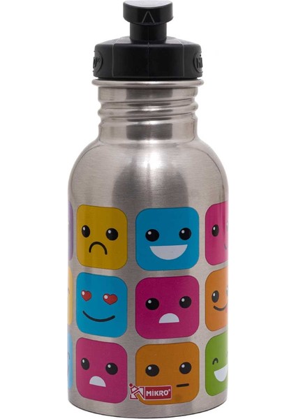 Unisex Mikro Çelik Matara 400 ml Emoji Termos 2839