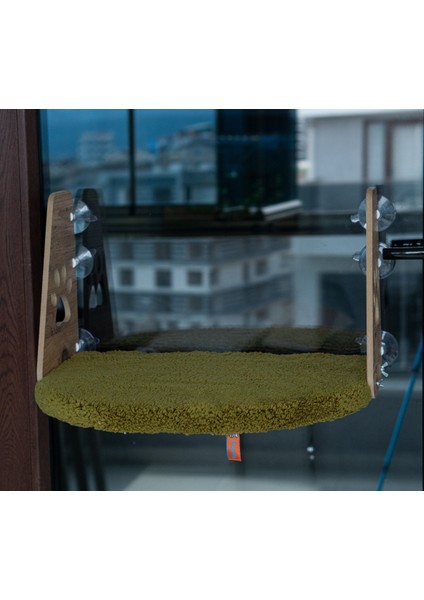 Cam Yatağı Vantuzlu Kedi Cam Yatağı Pugalo Vantuzlu Yatak Yeşil