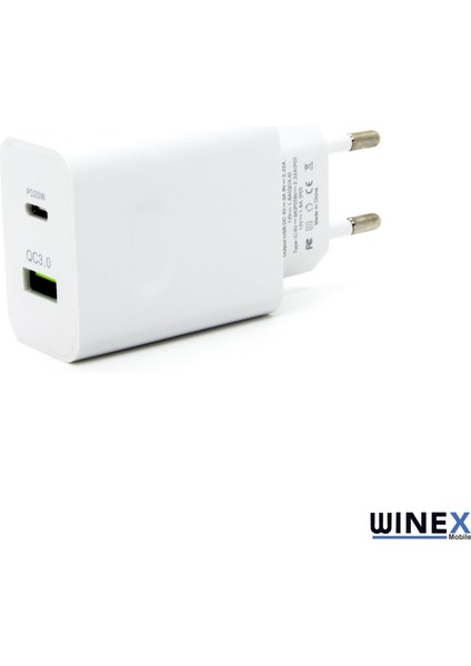 20W Type-C Pd + Usba Quick Charger 3.0 Ultra Hızlı Çift Çıkışlı Şarj Aleti Başlığı