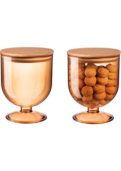 Madame Coco Marion Ahşap Kapaklı Saklama Kabı - Amber - 1600ML