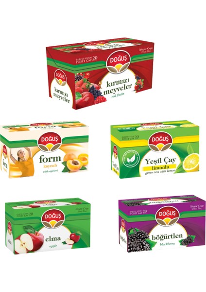 Yaz Çayları Serisi (Elma- Böğürtlen- Form Kayısılı -Yeşil Çay Limonlu -Kırmızı Meyveler)