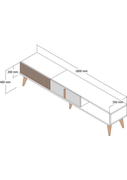 Variant Milan Alt Tv Ünitesi - Ceviz / Krem