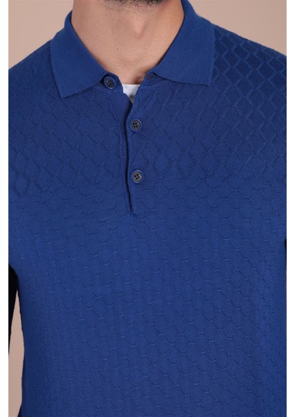 Polo Yaka Superfine Yün Kazak - Saks