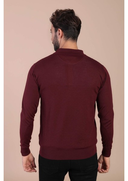 Polo Yaka Superfine Yün Kazak - Bordo
