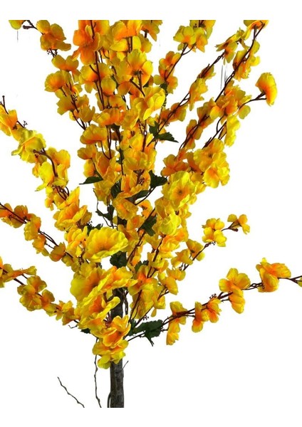 Yapay Ağaç Bahardalı Ağacı Sarı Japon Kiraz Çiçeği Sakura Çiçeği 127X70 cm Siyah Plastik Saksılı fiyatları