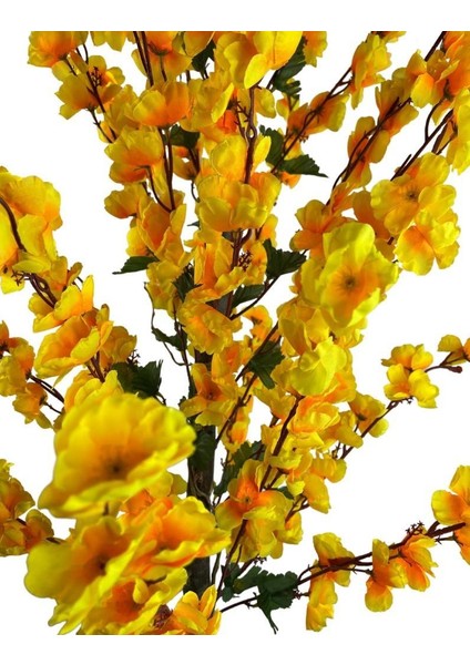 Yapay Ağaç Bahardalı Ağacı Sarı Japon Kiraz Çiçeği Sakura Çiçeği 127X70 cm Siyah Plastik Saksılı fırsatları