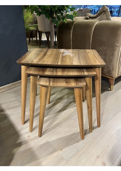 3’lü Zigon Sehpa Ceviz Mdf